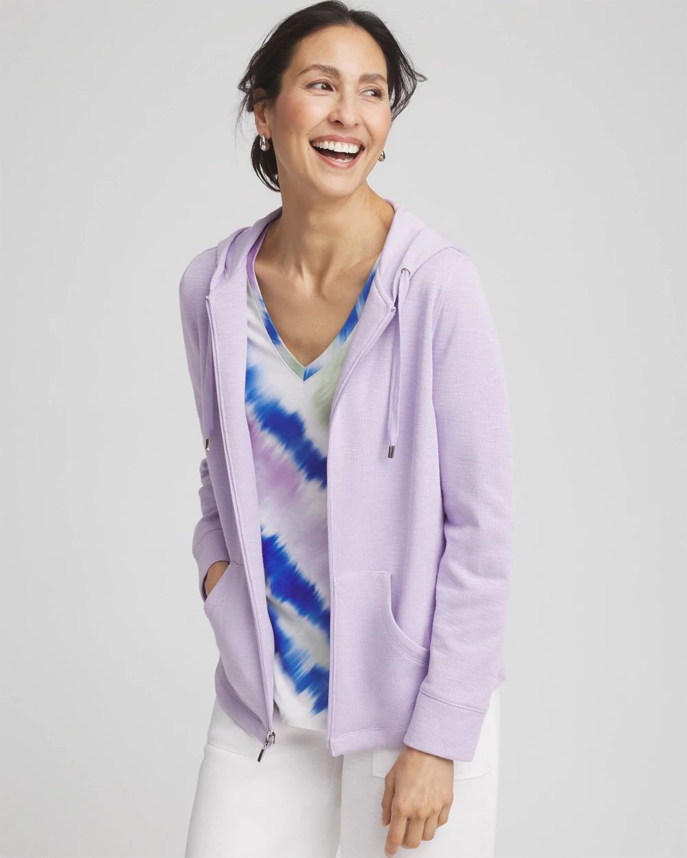 驚きの安さ Zenergy® Beach Chico's | Hoodie Zip-Front Slub トップス